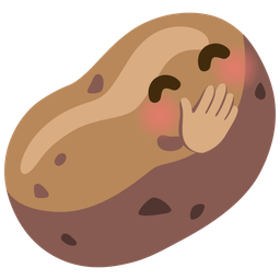 face with hand over mouth and potato