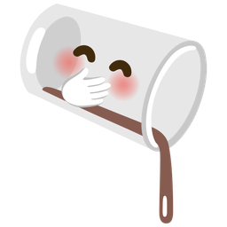 face with hand over mouth and pouring liquid