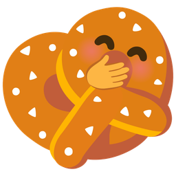 face with hand over mouth and pretzel