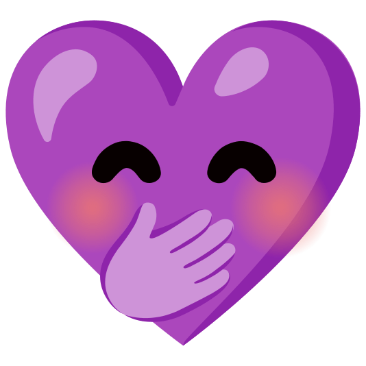 Face with hand over mouth and Purple heart