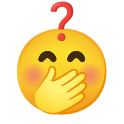face with hand over mouth and red question mark