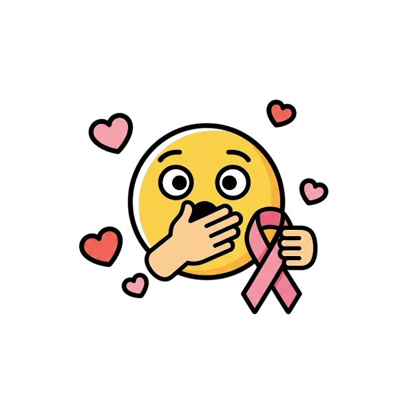 Face with hand over mouth and Reminder ribbon