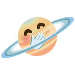 face with hand over mouth and ringed planet