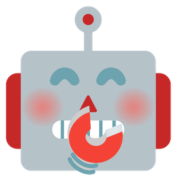 face with hand over mouth and robot