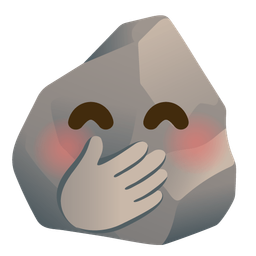 face with hand over mouth and rock