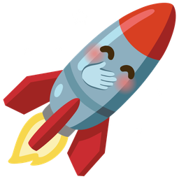 face with hand over mouth and rocket