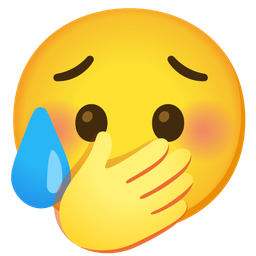 face with hand over mouth and sad but relieved face