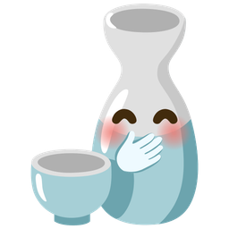 face with hand over mouth and sake