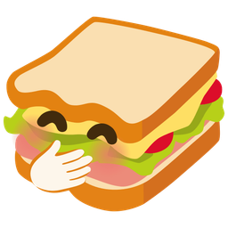 face with hand over mouth and sandwich