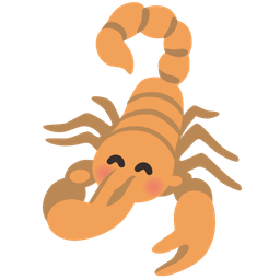 face with hand over mouth and scorpion