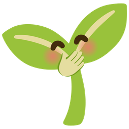 face with hand over mouth and seedling