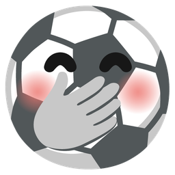 face with hand over mouth and soccer ball