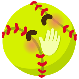 face with hand over mouth and softball