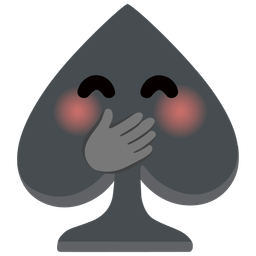 face with hand over mouth and spade suit