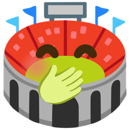 face with hand over mouth and stadium