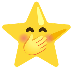 face with hand over mouth and star