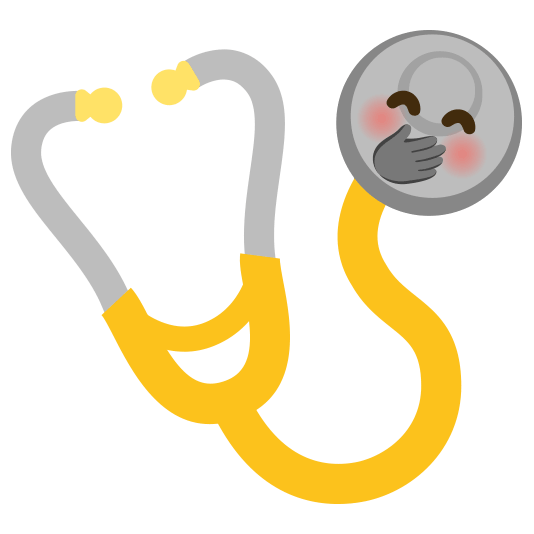 Face with hand over mouth and Stethoscope