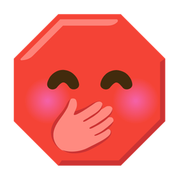 face with hand over mouth and stop sign