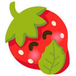 face with hand over mouth and strawberry