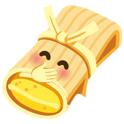 face with hand over mouth and tamale