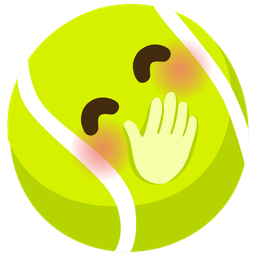 face with hand over mouth and tennis