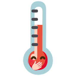 face with hand over mouth and thermometer