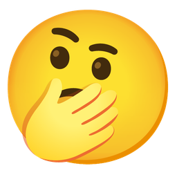 face with hand over mouth and thinking face