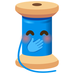 face with hand over mouth and thread