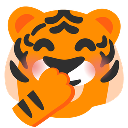 face with hand over mouth and tiger face