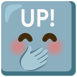 face with hand over mouth and UP! button