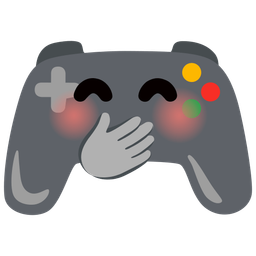 face with hand over mouth and video game