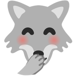 face with hand over mouth and wolf