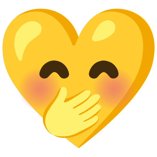 Face with hand over mouth and Yellow heart