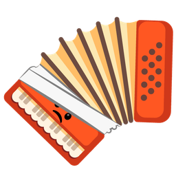 face with head-bandage and accordion