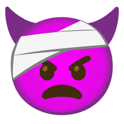 face with head-bandage and angry face with horns