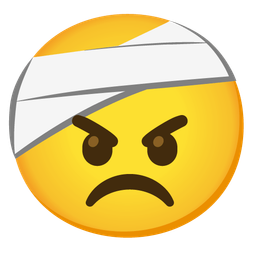 face with head-bandage and angry face