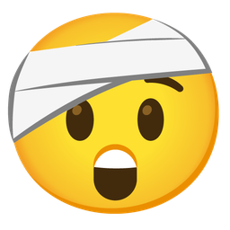 face with head-bandage and astonished face