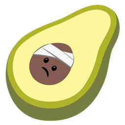 face with head-bandage and avocado