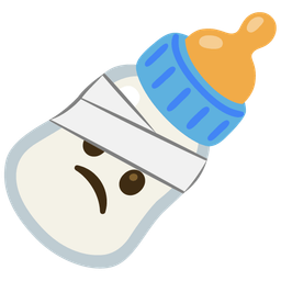 face with head-bandage and baby bottle