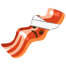 face with head-bandage and bacon