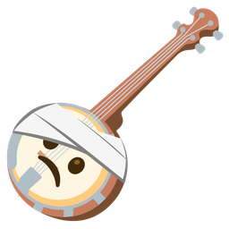 face with head-bandage and banjo