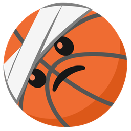 face with head-bandage and basketball