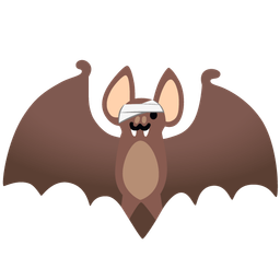 face with head-bandage and bat