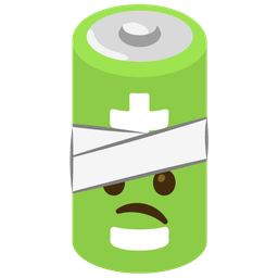 face with head-bandage and battery