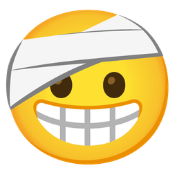 Face with head-bandage and Beaming face with smiling eyes