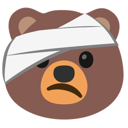 face with head-bandage and bear