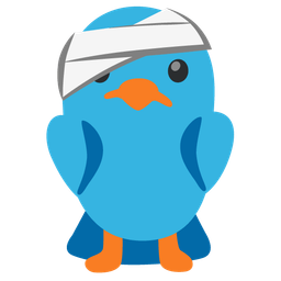 face with head-bandage and bird