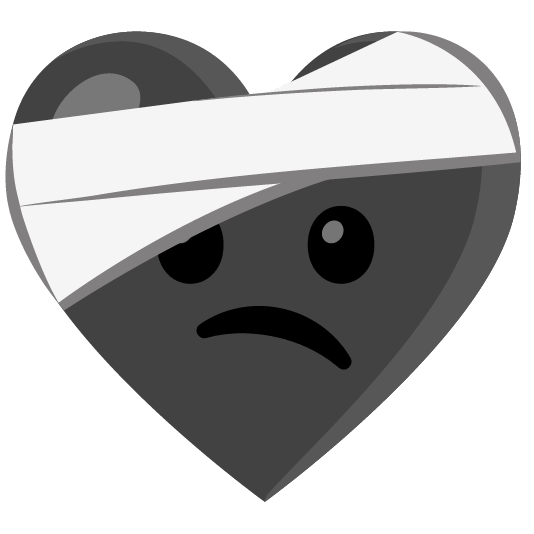 Face with head-bandage and Black heart