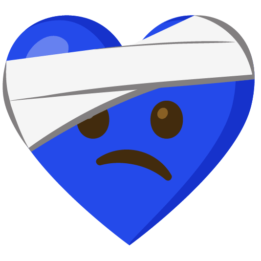 Face with head-bandage and Blue heart