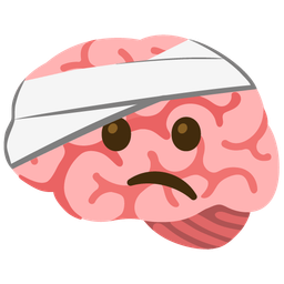 face with head-bandage and brain